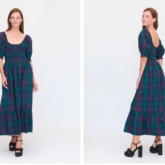 HILL HOUSA LOUISA NAP DRESS in BLACK WATCH - MIDNIGHT TARTAN XS - Picture 3 of 6
